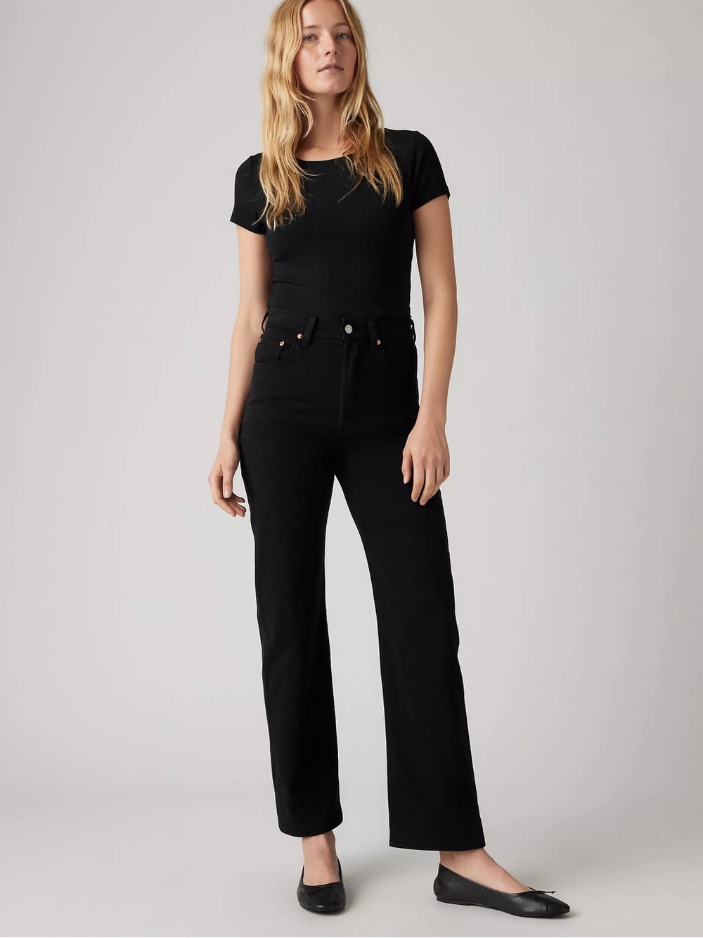 Levi’s black ribcage straight jeans